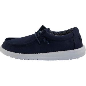 imageHey Dude Wally Youth Slub Canvas  Youth Loafers  Kids Slip On Shoes  Comfortable ampamp LightWeightNavy