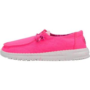 imageHey Dude Girls Wendy Stretch Canvas  Youths Shoes  Youth Slipon Loafers  Comfortable ampamp LightWeightPink