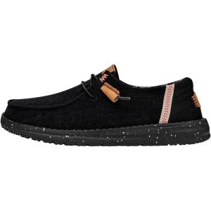 imageHey Dude Womens Wendy Washed Canvas  Womens Shoes  Womens Lace Up Loafers  Comfortable ampamp LightWeightBlack