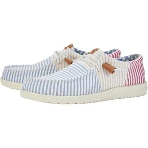 imageHey Dude Mens WallyTri Varsity Sport Mesh  Mens Shoes  Men Slipon Loafers  Comfortable ampamp LightWeightBlueRed