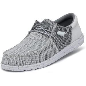 imageHey Dude Mens WallyTri Varsity Sport Mesh  Mens Shoes  Men Slipon Loafers  Comfortable ampamp LightWeightStone White
