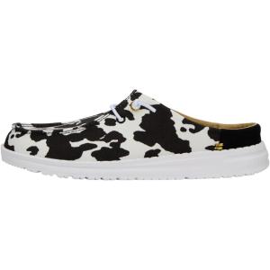 imageHey Dude Wendy Slip Classic  Womens Shoes  Womens Slip On Loafers  Comfortable ampamp LightWeightWhiteBlack Cow Print