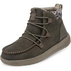 imageHey Dude Womens Eloise Leather Ankle BootBrown Grey Dusty Olive