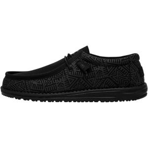 imageHey Dude Mens Wally Stretch  Mens Loafers  Mens Slip On Shoes  Comfortable ampamp LightWeightTotal Black