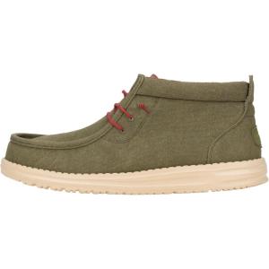 imageHEYDUDE Wally Mid Stretch Pull on Boots Comfortable ampamp LightWeightOlive Waxed Canvas