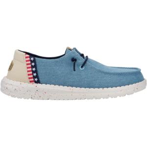 imageHEYDUDE Womens Wendy Canvas Womens Shoes Womens Slipon Loafers Comfortable ampamp LightWeightAmericana Splatter Light Denim