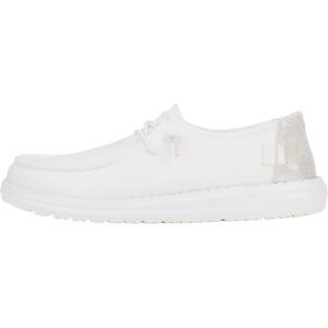 imageHEYDUDE Womens Wendy Canvas Womens Shoes Womens Slipon Loafers Comfortable ampamp LightWeightSparkle White