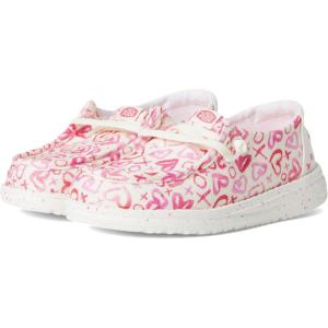 imageHey Dude Girls Wendy Watercolor Hearts Little Big Kid LoaferPinkWhite
