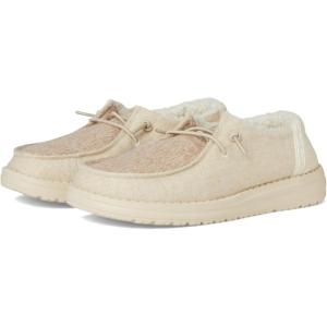 imageHey Dude Kids Wendy Brushed Cozy Little KidBig Kid  Loafers for Kids  Canvas Upper  Cotton LiningIvory