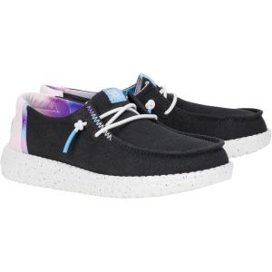 imageHey Dude Kids Wendy Color Fun Little KidBig Kid  Shoes for Kids  Comfy Canvas Upper  Rubber OutsoleBlack