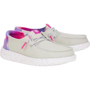 imageHey Dude Kids Wendy Color Fun Little KidBig Kid  Shoes for Kids  Comfy Canvas Upper  Rubber OutsoleGrey