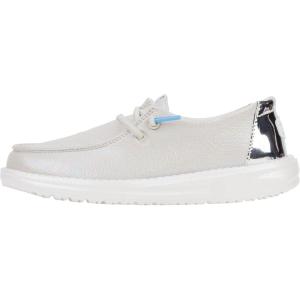 imageHey Dude Kids Wendy Iridescent Sparkle Little KidBig Kid  Loafers for Kids  Canvas Upper  Cotton LiningSilver