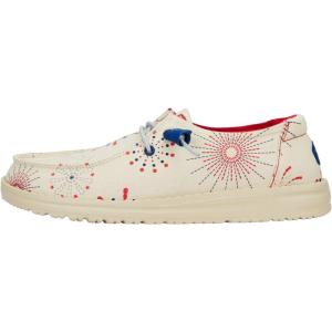 imageHEYDUDE Womens Wendy AmericanaPatriotic LoaferFireworks White