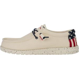 imageHey Dude Wally Patriotic Mens Shoes Slipon Loafers Comfortable ampamp LightWeightOffwhite