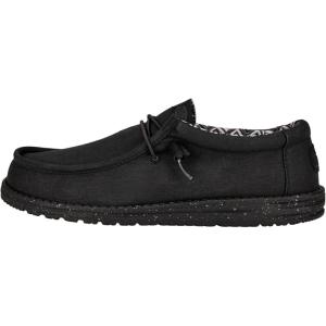 imageHEYDUDE Mens Wally Stretch Canvas Loafers  Comfortable Lightweight SlipOn Shoes for Men  Casual Walking Travel ampamp Everyday ComfortBlackBlack