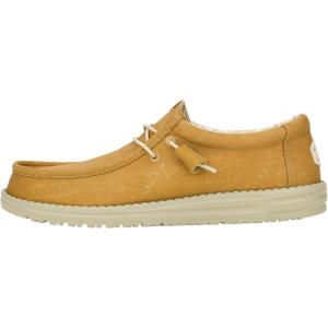 imageHEYDUDE Mens Wally Stretch Canvas Loafers  Comfortable Lightweight SlipOn Shoes for Men  Casual Walking Travel ampamp Everyday ComfortCumin BrownStone Grey