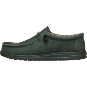 imageHEYDUDE Mens Wally Stretch Canvas Loafers  Comfortable Lightweight SlipOn Shoes for Men  Casual Walking Travel ampamp Everyday ComfortDeep Green
