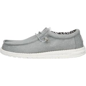 imageHEYDUDE Mens Wally Stretch Canvas Loafers  Comfortable Lightweight SlipOn Shoes for Men  Casual Walking Travel ampamp Everyday ComfortLight Grey