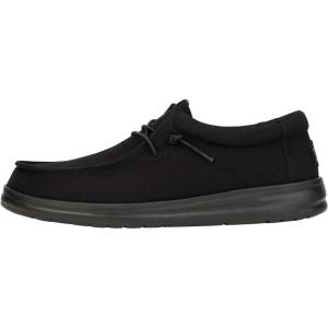 imageHEYDUDE Mens Wally Stretch Canvas Loafers  Comfortable Lightweight SlipOn Shoes for Men  Casual Walking Travel ampamp Everyday ComfortMono Black