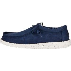imageHEYDUDE Mens Wally Stretch Canvas Loafers  Comfortable Lightweight SlipOn Shoes for Men  Casual Walking Travel ampamp Everyday ComfortNavy