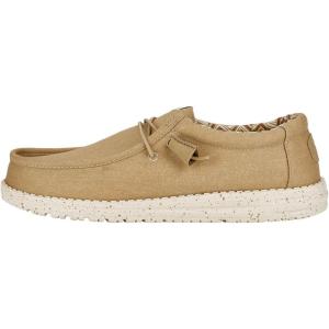imageHEYDUDE Mens Wally Stretch Canvas Loafers  Comfortable Lightweight SlipOn Shoes for Men  Casual Walking Travel ampamp Everyday ComfortTan