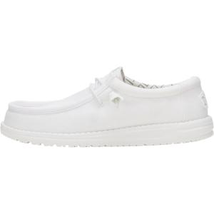 imageHEYDUDE Mens Wally Stretch Canvas Loafers  Comfortable Lightweight SlipOn Shoes for Men  Casual Walking Travel ampamp Everyday ComfortWhiteWhite