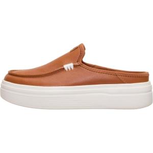 imageHEYDUDE Womens Austin Lift Platform Mule  Casual SlipOn Shoes  Lightweight Comfortable Stylish Everyday FootwearLeather Cognac