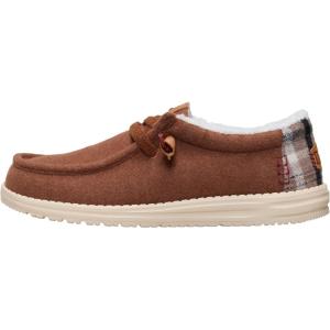 imageHEYDUDE Mens Wally Cozy Plaid Downtown  Sherpa Lined SlipOn Loafers for Men Lightweight ampamp ComfortableDowntown BrownMulti