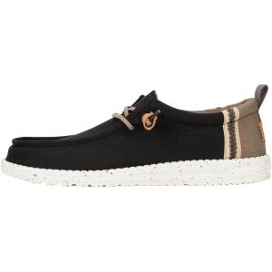 imageHEYDUDE Mens Wally Craft Linen SlipOn Loafers  Lightweight Comfortable Shoes  Travel Ready Casual Walking SneakersBlackWalnut