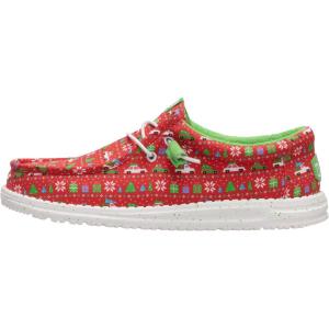 imageHEYDUDE Mens Wally Holiday SlipOn Loafers  Lightweight Comfortable Casual ShoesRedGreenMulti