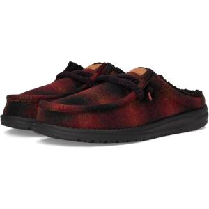 imageHEYDUDE Mens Wally Slip Cozy Plaid SlipOnRed PlaidBlack