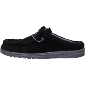 imageHEYDUDE Mens Wally Slip Sherpa SlipOn Mules  Lightweight Comfortable Shoes for Travel ampamp Casual WearBlack