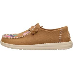 imageHEYDUDE Womens Wendy Cross Stitch SlipOn Loafers  Casual Lightweight Embroidered Shoes  Comfortable Everyday WearTanMulti