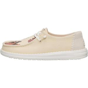 imageHEYDUDE Womens Wendy Cross Stitch SlipOn Loafers  Casual Lightweight Embroidered Shoes  Comfortable Everyday WearWood AshMulti