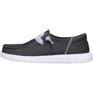 imageHEYDUDE Womens Wendy Funk Friendship Lace SlipOn Shoes  Lightweight Comfortable Loafers with Stretch LacesBlack