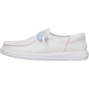 imageHEYDUDE Womens Wendy Funk Friendship Lace SlipOn Shoes  Lightweight Comfortable Loafers with Stretch LacesWhite