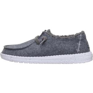 imageHEYDUDE Womens Wendy Wool Cozy SlipOn Loafers  Comfortable Lightweight Shoes with Sherpa Lining for All Day ComfortCharcoal