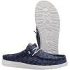 imageHEYDUDE Wally Slip Jersey Jacquard Mens Lightweight Comfortable Mules with Elastic Laces  Casual Everyday WearNavy BlazerWhite