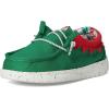 imageHey Dude Kids Wally Holiday ELF Toddler  Loafers for Kids  Canvas Upper  Elastic Laces  Cotton LiningGreenRed