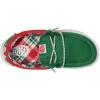 imageHey Dude Kids Wally Holiday ELF Toddler  Loafers for Kids  Canvas Upper  Elastic Laces  Cotton LiningGreenRed