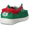 imageHey Dude Kids Wally Holiday ELF Toddler  Loafers for Kids  Canvas Upper  Elastic Laces  Cotton LiningGreenRed