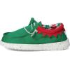 imageHey Dude Kids Wally Holiday ELF Toddler  Loafers for Kids  Canvas Upper  Elastic Laces  Cotton LiningGreenRed