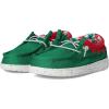 imageHey Dude Kids Wally Holiday ELF Toddler  Loafers for Kids  Canvas Upper  Elastic Laces  Cotton LiningGreenRed