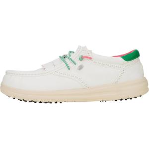 imageHEYDUDE Womens Wendy Golf Classic Shoes  Lightweight Spikeless Golf Traction  Faux Leather Upper wRemovable KiltieWhite