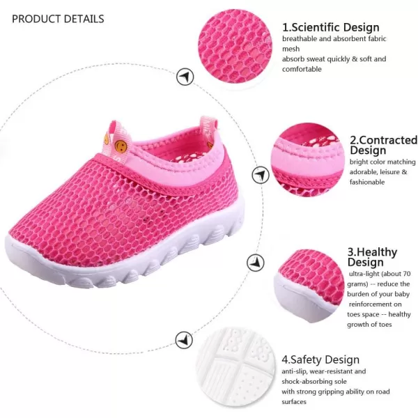 CIOR Toddler Kids Water Shoes Breathable Mesh Running Sneakers Sandals for Boys Girls Running Pool Beach U120STWXTPink26