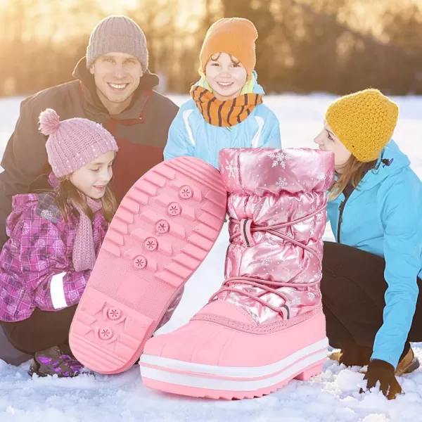 CIOR Kids Snow Boots Girls Boys Outdoor Boots Waterproof for Toddler Warm Boots with Fur Lined ToddlerLittle Kids579pink