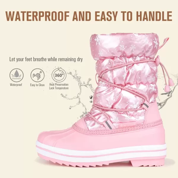 CIOR Kids Snow Boots Girls Boys Outdoor Boots Waterproof for Toddler Warm Boots with Fur Lined ToddlerLittle Kids579pink