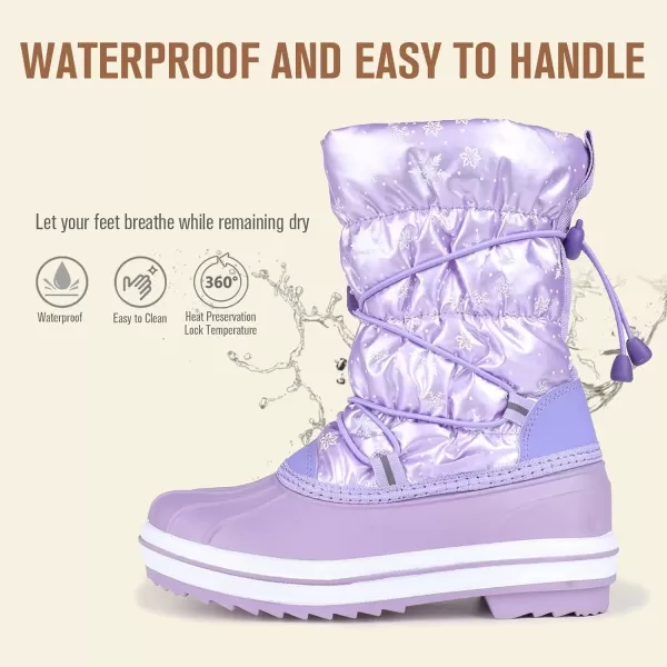 CIOR Kids Snow Boots Girls Boys Outdoor Boots Waterproof for Toddler Warm Boots with Fur Lined ToddlerLittle Kids579purple