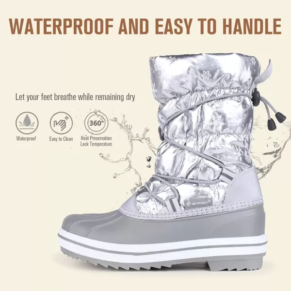 CIOR Kids Snow Boots Girls Boys Outdoor Boots Waterproof for Toddler Warm Boots with Fur Lined ToddlerLittle Kids579silver