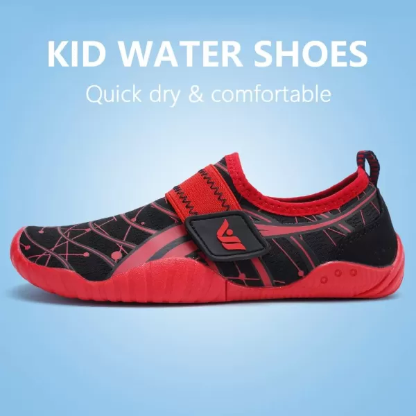 CIOR Kids Toddler Water Shoes Lightweight Boys and Girls Aqua Beach Sneakers ToddlerLittle KidBig Kid02blackred